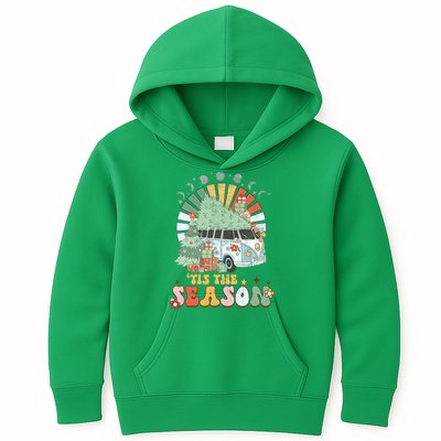 Tis' The Season Merry Camper Christmas Tree RV Camping Xmas Kids Hoodie