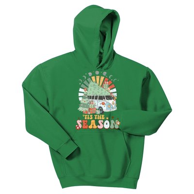 Tis' The Season Merry Camper Christmas Tree RV Camping Xmas Kids Hoodie