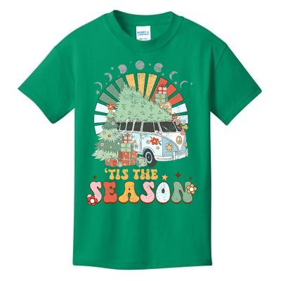 Tis' The Season Merry Camper Christmas Tree RV Camping Xmas Kids T-Shirt