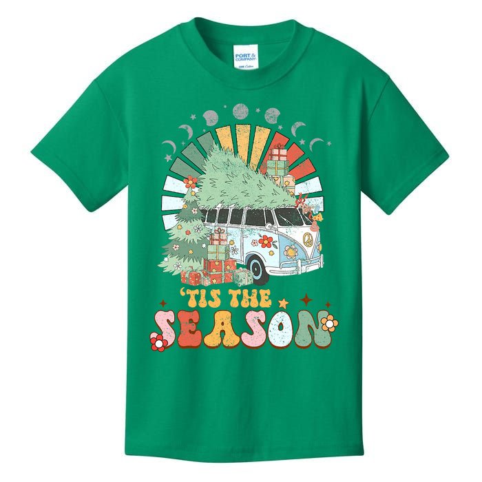 Tis' The Season Merry Camper Christmas Tree RV Camping Xmas Kids T-Shirt