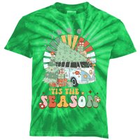 Tis' The Season Merry Camper Christmas Tree RV Camping Xmas Kids Tie-Dye T-Shirt