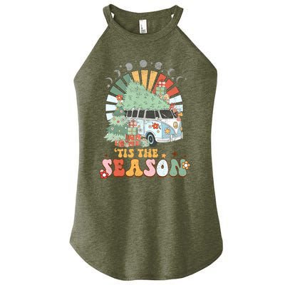 Tis' The Season Merry Camper Christmas Tree RV Camping Xmas Women's Perfect Tri Rocker Tank