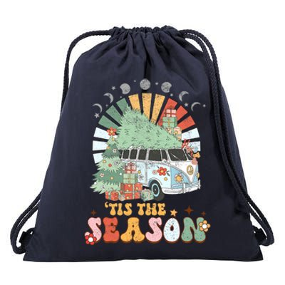 Tis' The Season Merry Camper Christmas Tree RV Camping Xmas Drawstring Bag