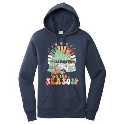 Tis' The Season Merry Camper Christmas Tree RV Camping Xmas Women's Pullover Hoodie