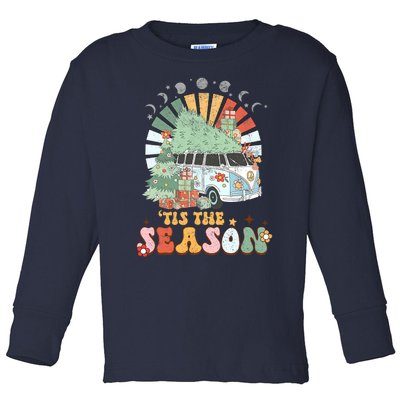 Tis' The Season Merry Camper Christmas Tree RV Camping Xmas Toddler Long Sleeve Shirt