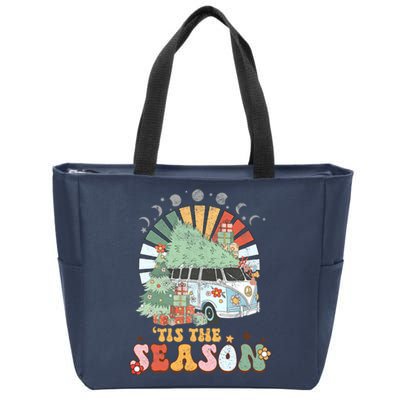 Tis' The Season Merry Camper Christmas Tree RV Camping Xmas Zip Tote Bag