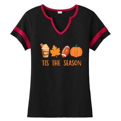 Tis The Season Festive Fall Lover Ladies Halftime Notch Neck Tee