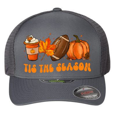 Tis The Season Football Fall Thanksgiving Flexfit Unipanel Trucker Cap