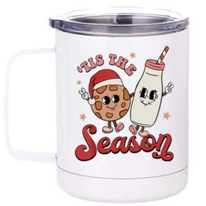 Tis The Season Cookies Milk Santa Hat Christmas Retro Xmas Cool Gift 12 oz Stainless Steel Tumbler Cup