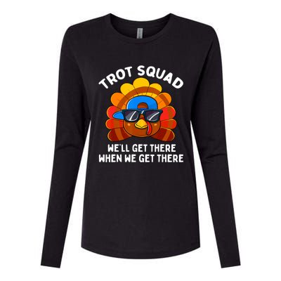 Turkey Trot Squad Thanksgiving Running Costume Womens Cotton Relaxed Long Sleeve T-Shirt