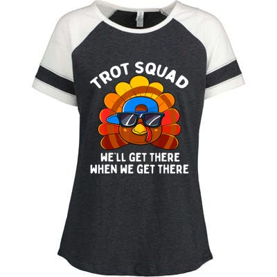 Turkey Trot Squad Thanksgiving Running Costume Enza Ladies Jersey Colorblock Tee