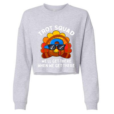 Turkey Trot Squad Thanksgiving Running Costume Cropped Pullover Crew