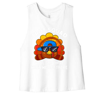 Turkey Trot Squad Thanksgiving Running Costume Women's Racerback Cropped Tank