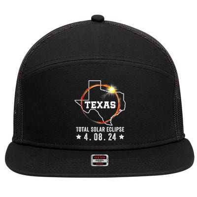 Texas Total Solar Eclipse April 8 2024 Texas Solar Eclipse 7 Panel Mesh Trucker Snapback Hat