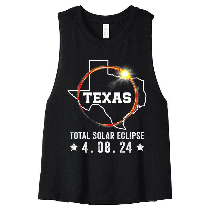 Texas Total Solar Eclipse April 8 2024 Texas Solar Eclipse Women's Racerback Cropped Tank