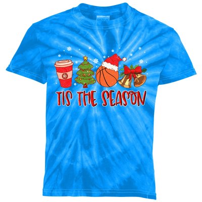 Tis The Season Great Gift Christmas Tree Basketball Cozy Coffee Funny Gift Kids Tie-Dye T-Shirt