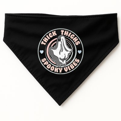 Thick Thighs Spooky Vibes Funny Halloween Ghost Pastel Goth USA-Made Doggie Bandana