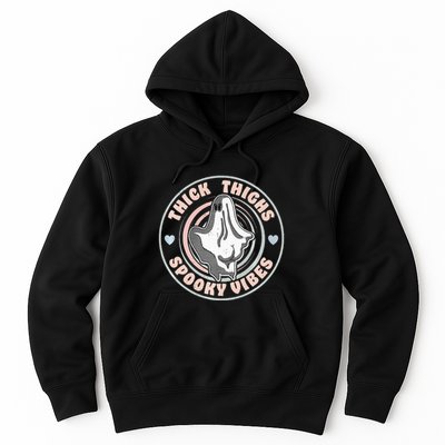 Thick Thighs Spooky Vibes Funny Halloween Ghost Pastel Goth Hoodie