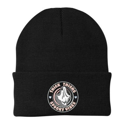 Thick Thighs Spooky Vibes Funny Halloween Ghost Pastel Goth Beanie