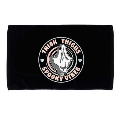 Thick Thighs Spooky Vibes Funny Halloween Ghost Pastel Goth Microfiber Hand Towel