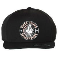Thick Thighs Spooky Vibes Funny Halloween Ghost Pastel Goth Wool Snapback Cap