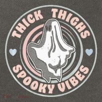 Thick Thighs Spooky Vibes Funny Halloween Ghost Pastel Goth Cotton Canvas Backpack