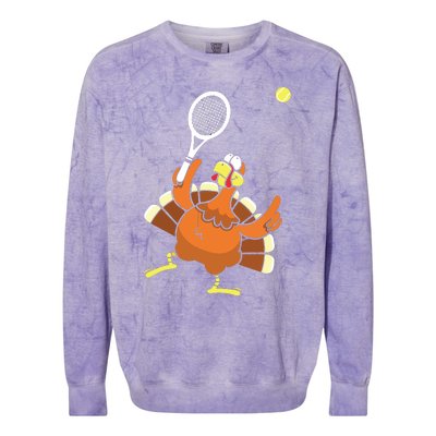 Turkey Tennis Sunset Retro Thanksgiving Sport Colorblast Crewneck Sweatshirt