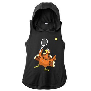 Turkey Tennis Sunset Retro Thanksgiving Sport Ladies PosiCharge Tri-Blend Wicking Draft Hoodie Tank