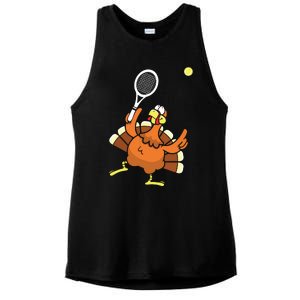 Turkey Tennis Sunset Retro Thanksgiving Sport Ladies PosiCharge Tri-Blend Wicking Tank