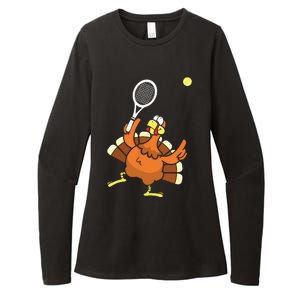 Turkey Tennis Sunset Retro Thanksgiving Sport Womens CVC Long Sleeve Shirt