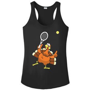 Turkey Tennis Sunset Retro Thanksgiving Sport Ladies PosiCharge Competitor Racerback Tank