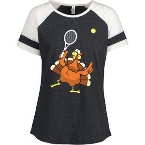 Turkey Tennis Sunset Retro Thanksgiving Sport Enza Ladies Jersey Colorblock Tee