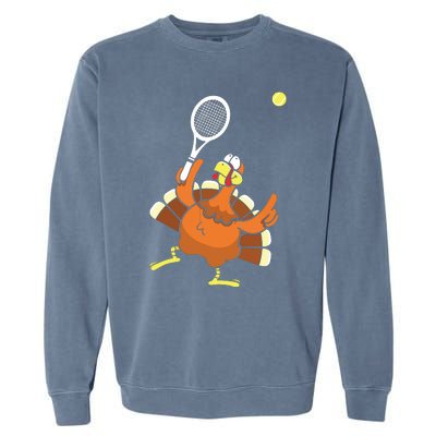 Turkey Tennis Sunset Retro Thanksgiving Sport Garment-Dyed Sweatshirt