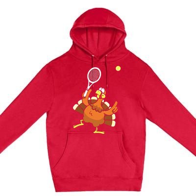 Turkey Tennis Sunset Retro Thanksgiving Sport Premium Pullover Hoodie