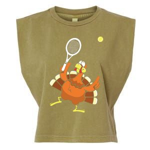 Turkey Tennis Sunset Retro Thanksgiving Sport Garment-Dyed Women's Muscle Tee