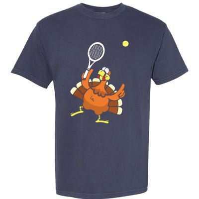 Turkey Tennis Sunset Retro Thanksgiving Sport Garment-Dyed Heavyweight T-Shirt