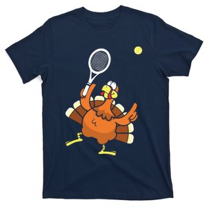 Turkey Tennis Sunset Retro Thanksgiving Sport T-Shirt