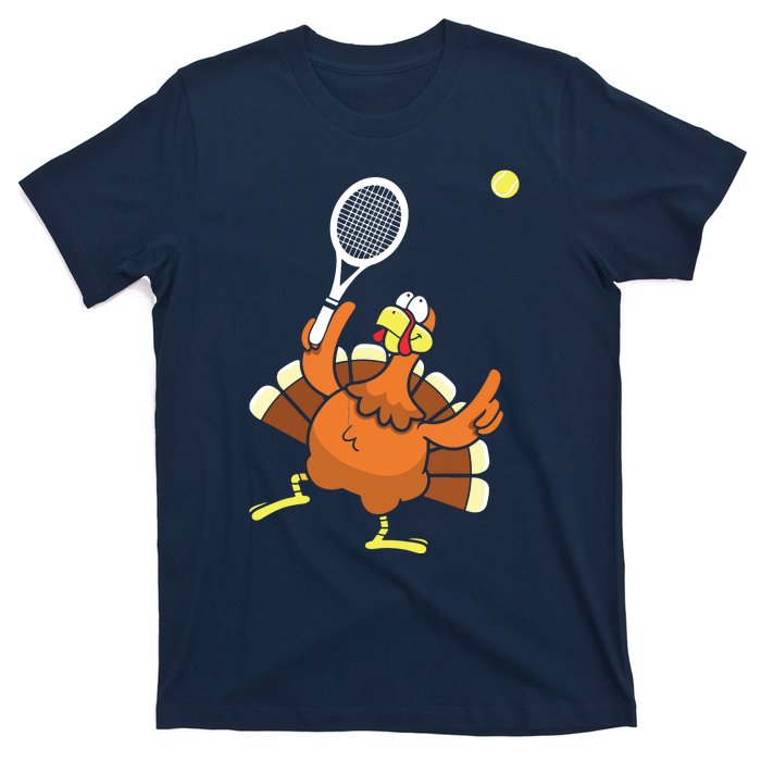 Turkey Tennis Sunset Retro Thanksgiving Sport T-Shirt