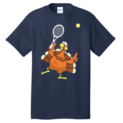 Turkey Tennis Sunset Retro Thanksgiving Sport Tall T-Shirt