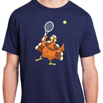 Turkey Tennis Sunset Retro Thanksgiving Sport Adult ChromaSoft Performance T-Shirt