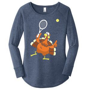 Turkey Tennis Sunset Retro Thanksgiving Sport Women's Perfect Tri Tunic Long Sleeve Shirt