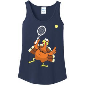 Turkey Tennis Sunset Retro Thanksgiving Sport Ladies Essential Tank