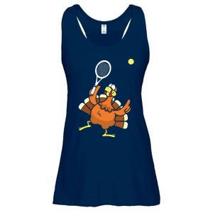 Turkey Tennis Sunset Retro Thanksgiving Sport Ladies Essential Flowy Tank