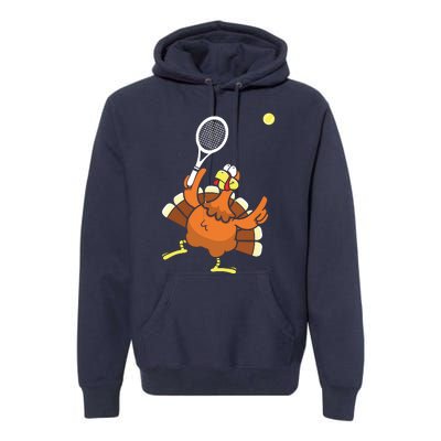 Turkey Tennis Sunset Retro Thanksgiving Sport Premium Hoodie