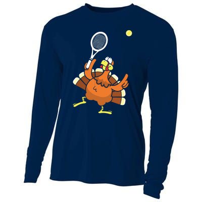 Turkey Tennis Sunset Retro Thanksgiving Sport Cooling Performance Long Sleeve Crew