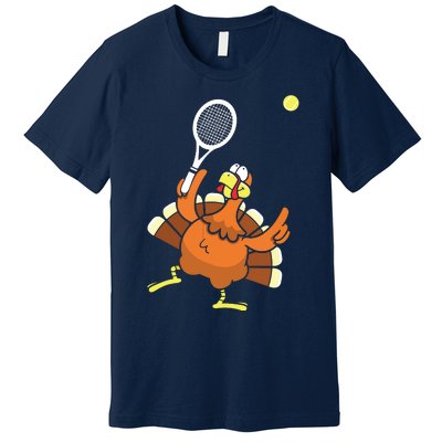 Turkey Tennis Sunset Retro Thanksgiving Sport Premium T-Shirt