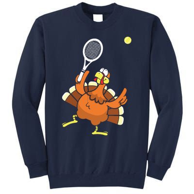 Turkey Tennis Sunset Retro Thanksgiving Sport Tall Sweatshirt