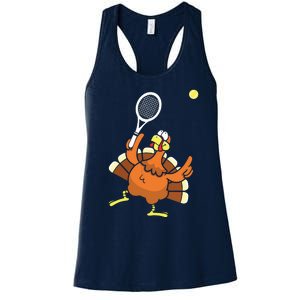 Turkey Tennis Sunset Retro Thanksgiving Sport Women's Racerback Tank