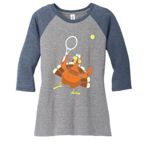 Turkey Tennis Sunset Retro Thanksgiving Sport Women's Tri-Blend 3/4-Sleeve Raglan Shirt