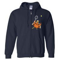 Turkey Tennis Sunset Retro Thanksgiving Sport Full Zip Hoodie